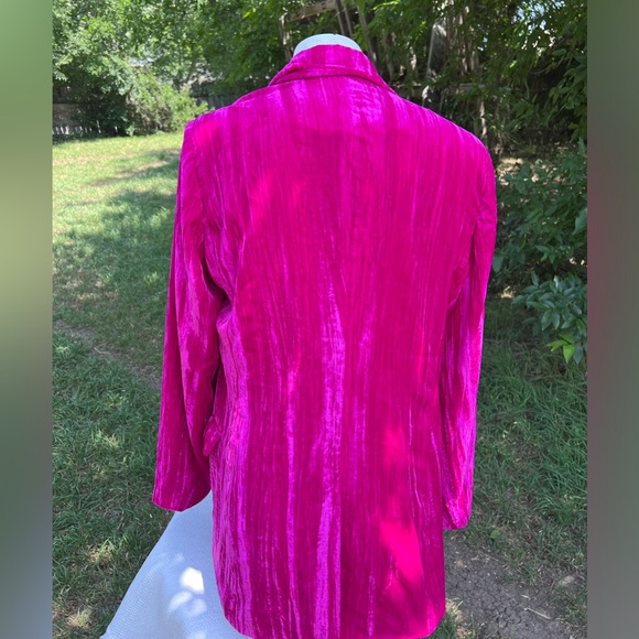 NWT Nasty Gal Crushed Velvet Co-Ord Single Breasted Blazer Pink Size 10 - Picture 4 of 7